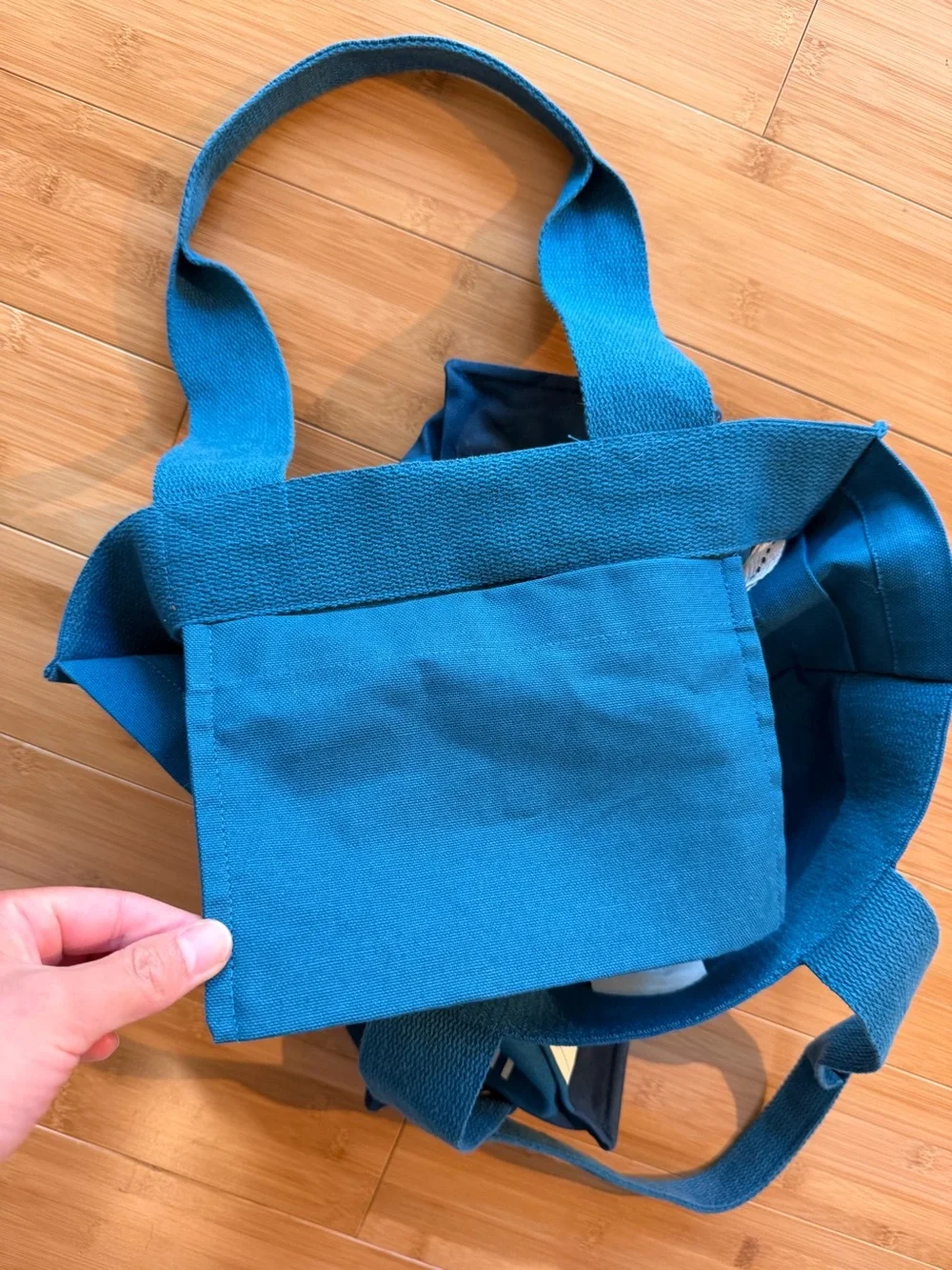Barnes & Noble Blue Canvas Tote with interior pockets